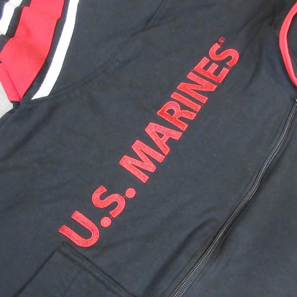 VINTAGE Marines Hoodie Mens Medium Black USMC US Honor Sweatshirt Made In USA * - Picture 5 of 13